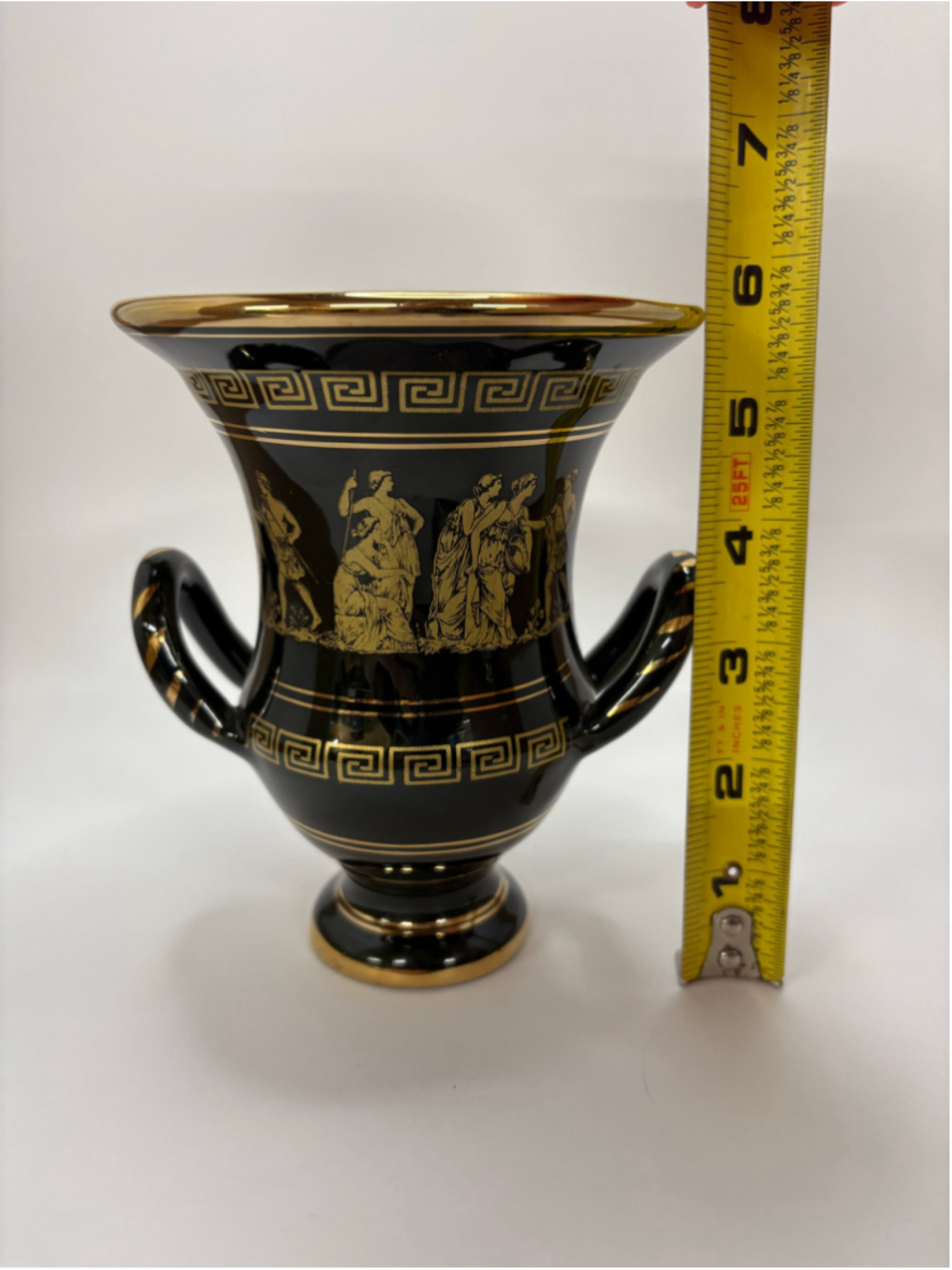 Dakas Keramik Rhodos 24k Gold Greek Style Vase Green and Gold - Picture 7 of 8